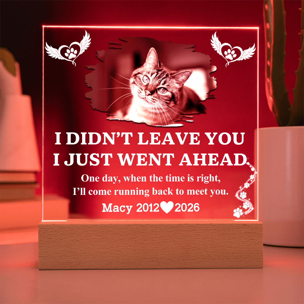Pet Memorial Acrylic LED Plaque with Photo, Name & Dates