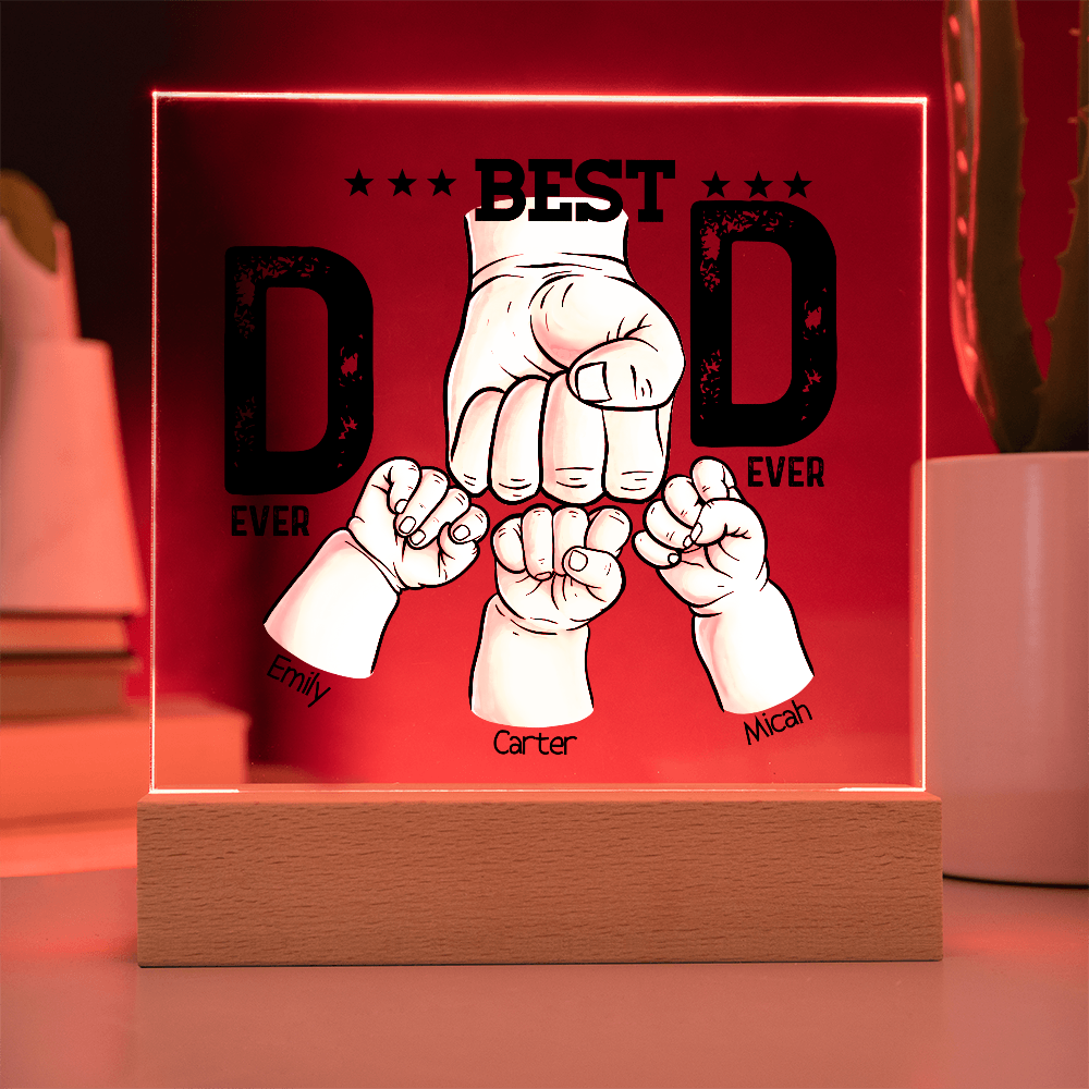 Best Dad Ever Personalized Kids Fist Bump LED Acrylic Plaque