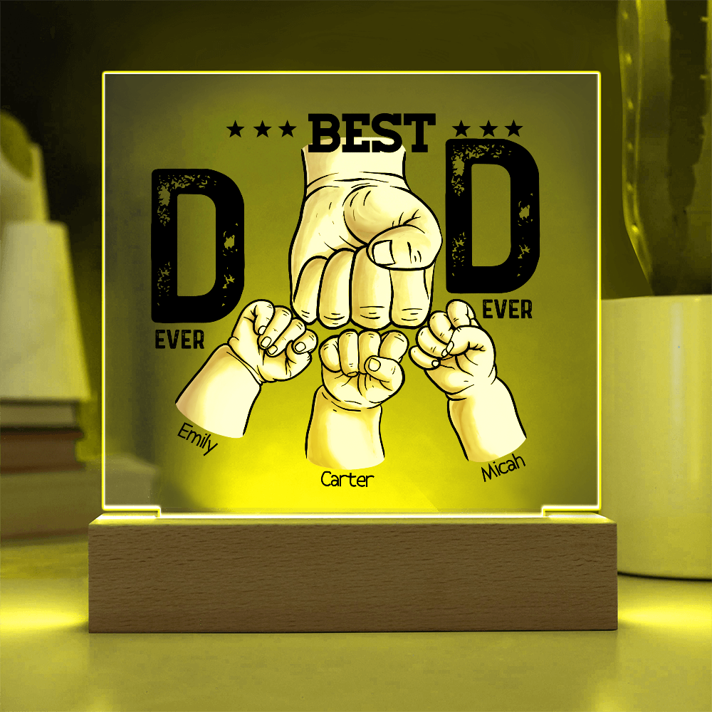 Best Dad Ever Personalized Kids Fist Bump LED Acrylic Plaque