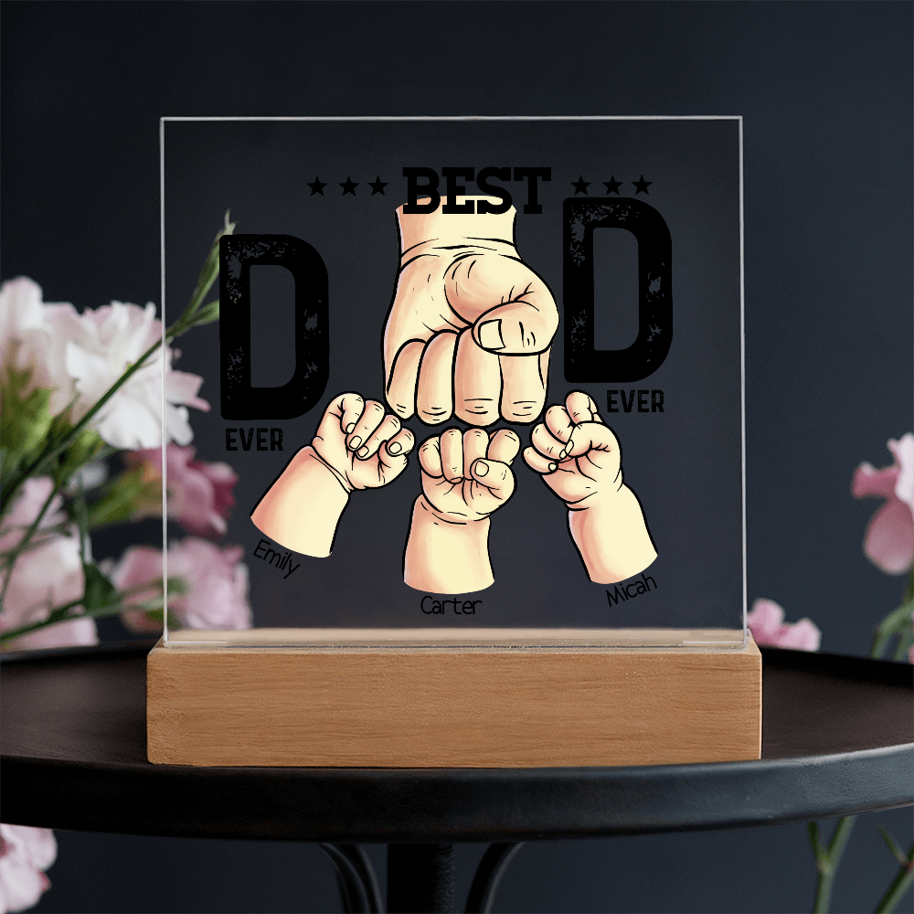Best Dad Ever Personalized Kids Fist Bump LED Acrylic Plaque