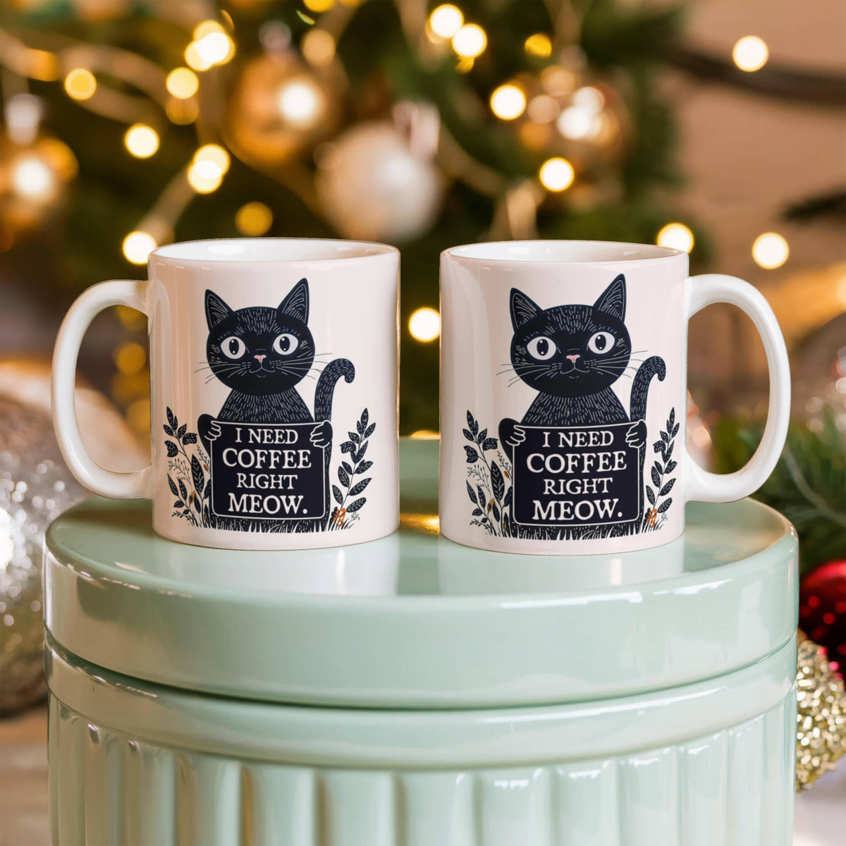 I Need Coffee Right Meow Funny Cat Coffee Mug