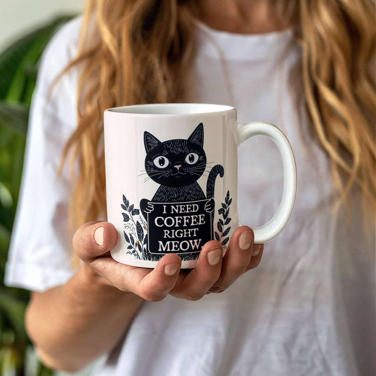 I Need Coffee Right Meow Funny Cat Coffee Mug