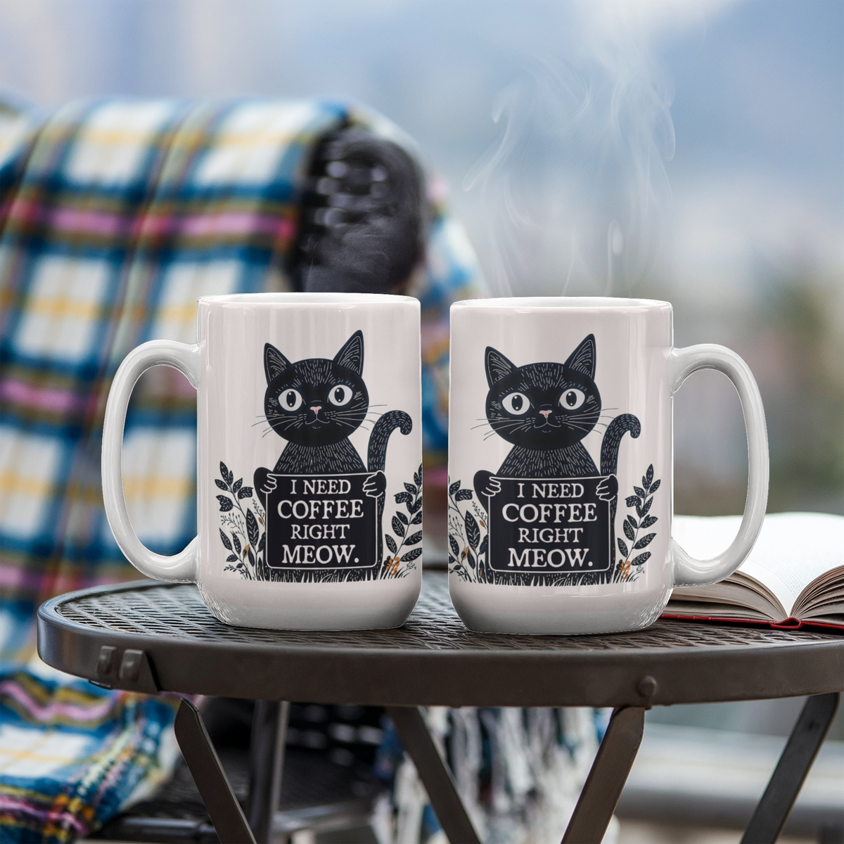 I Need Coffee Right Meow Funny Cat Coffee Mug