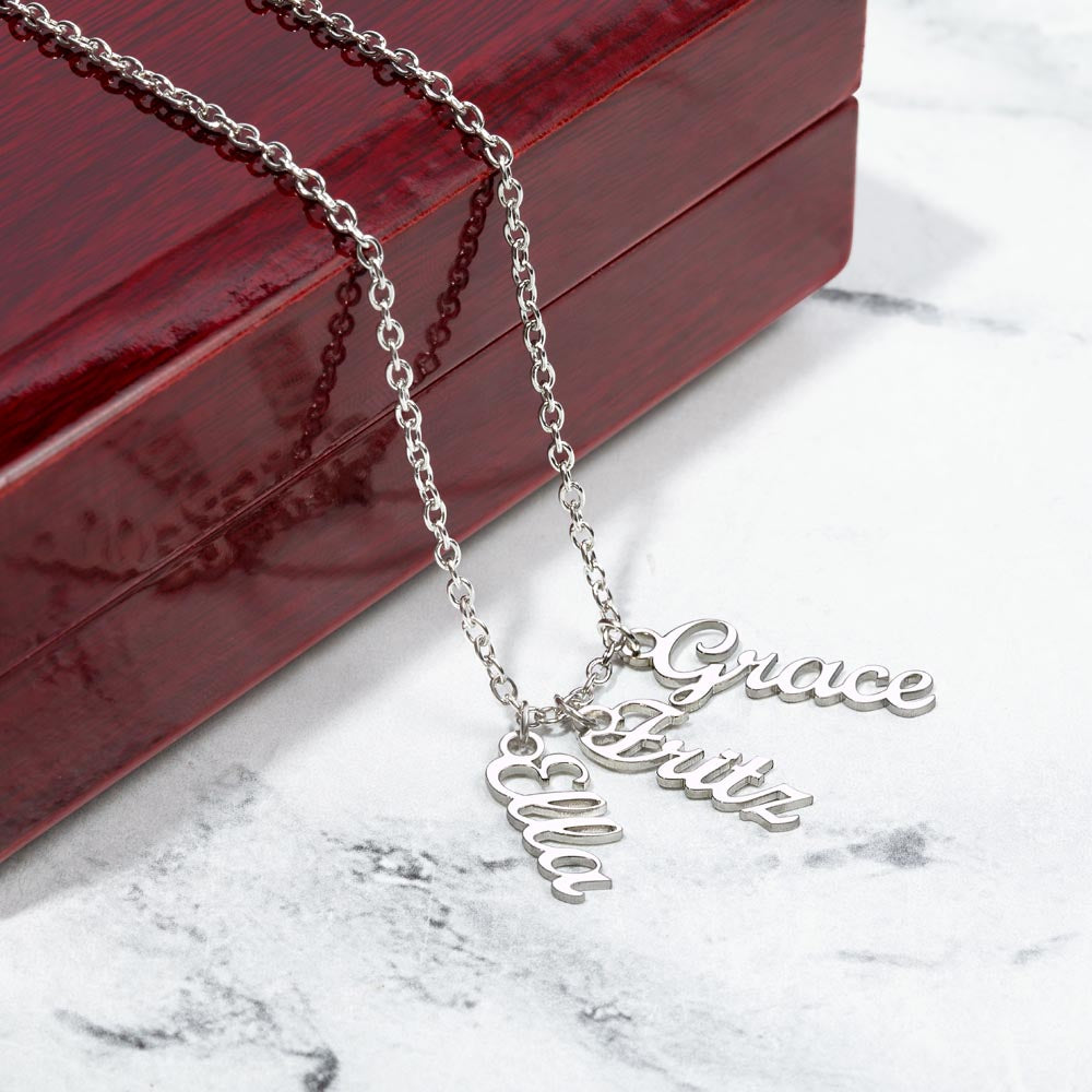 Personalized Multi-Name Vertical Necklace