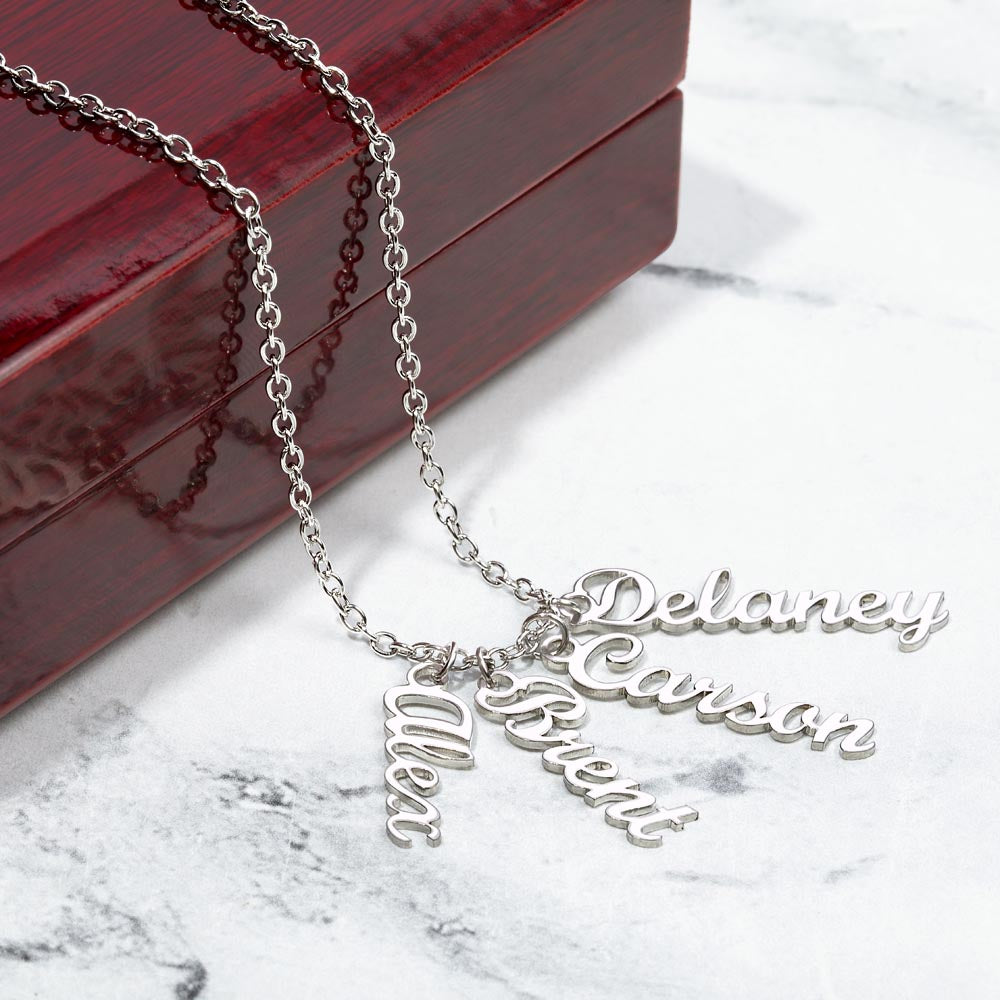 Personalized Multi-Name Vertical Necklace