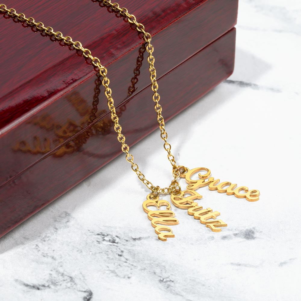 Personalized Multi-Name Vertical Necklace