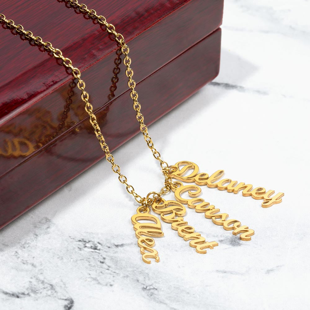 Personalized Multi-Name Vertical Necklace