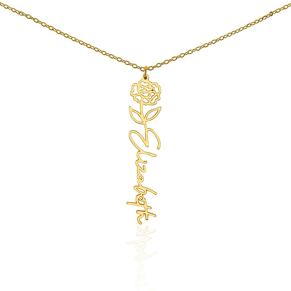 Custom Birth Flower Name Necklace