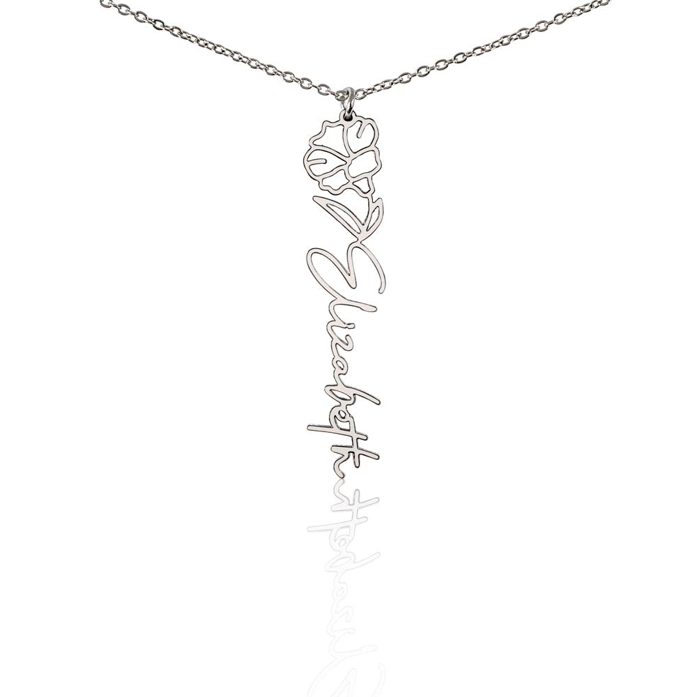 Custom Birth Flower Name Necklace