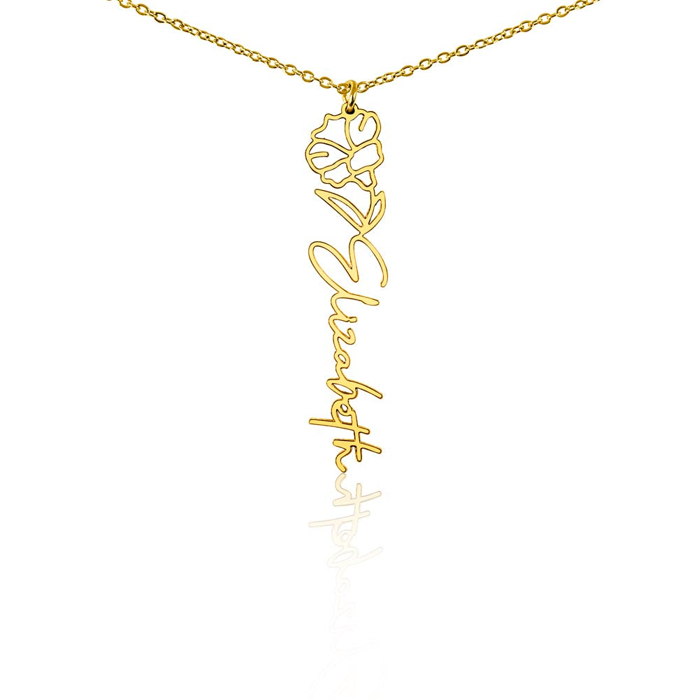 Custom Birth Flower Name Necklace