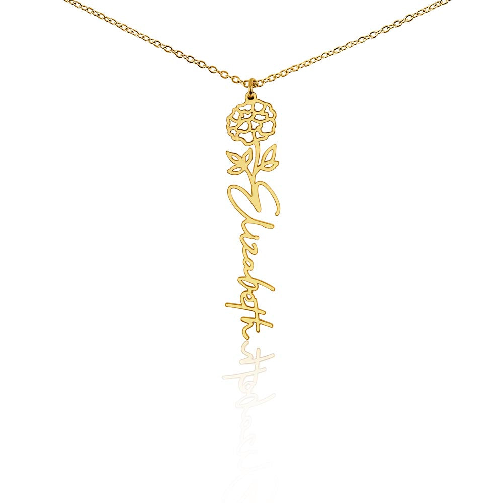 Custom Birth Flower Name Necklace