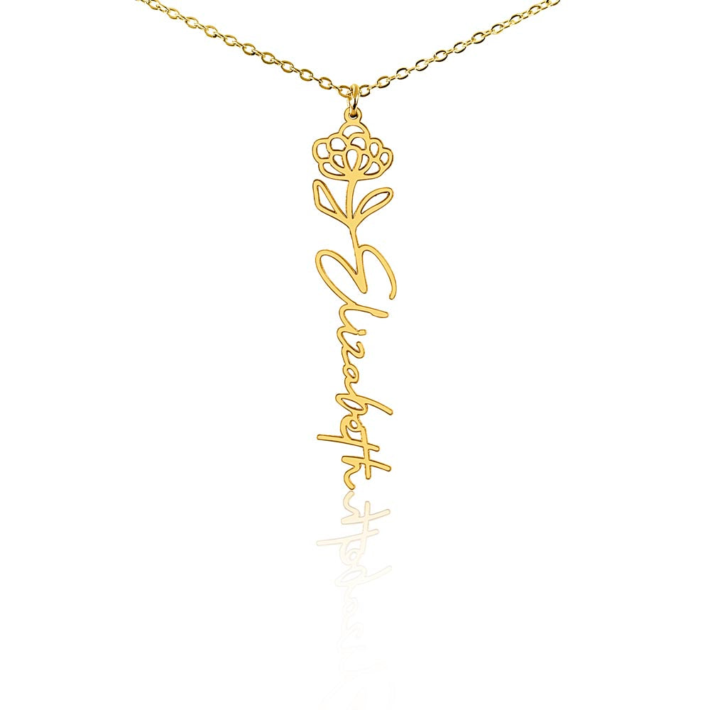 Custom Birth Flower Name Necklace