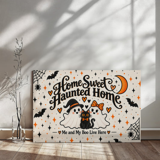 Home Sweet Haunted Home Halloween Canvas Wall Art – Me & My Boo