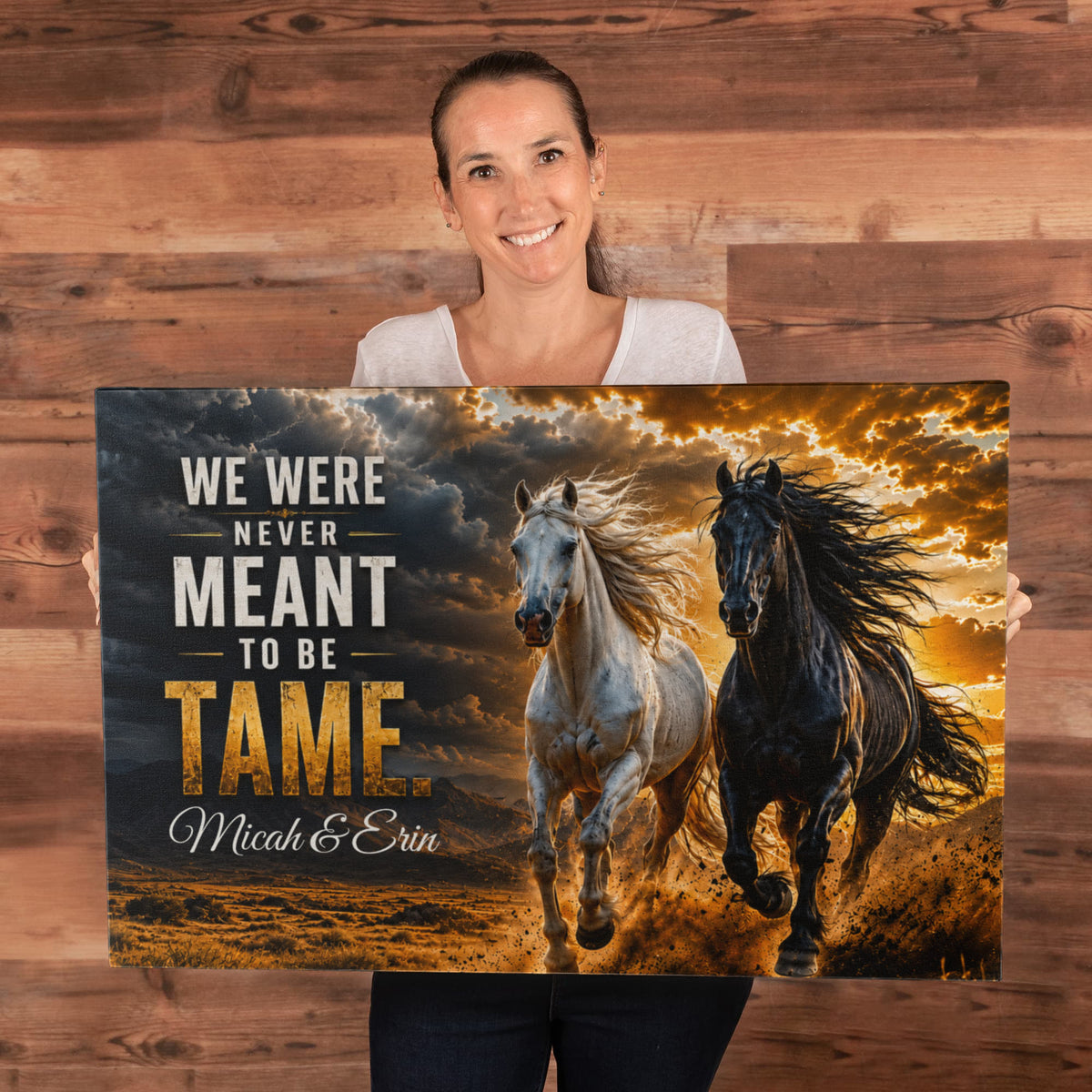 Personalized “Never Meant to Be Tame” Wild Horses Canvas