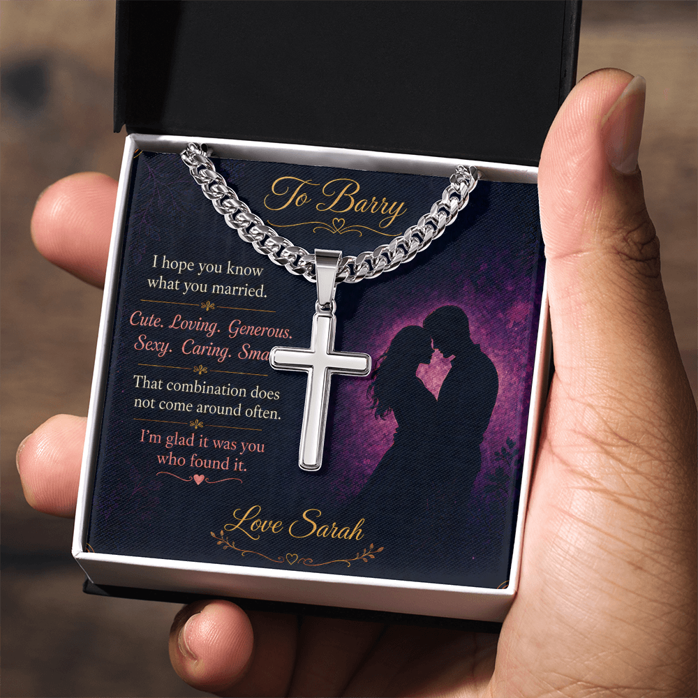 Personalized To My Husband Cross Necklace – Custom Names