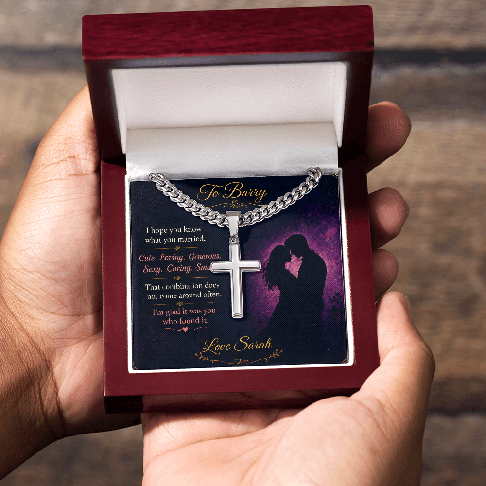 Personalized To My Husband Cross Necklace – Custom Names