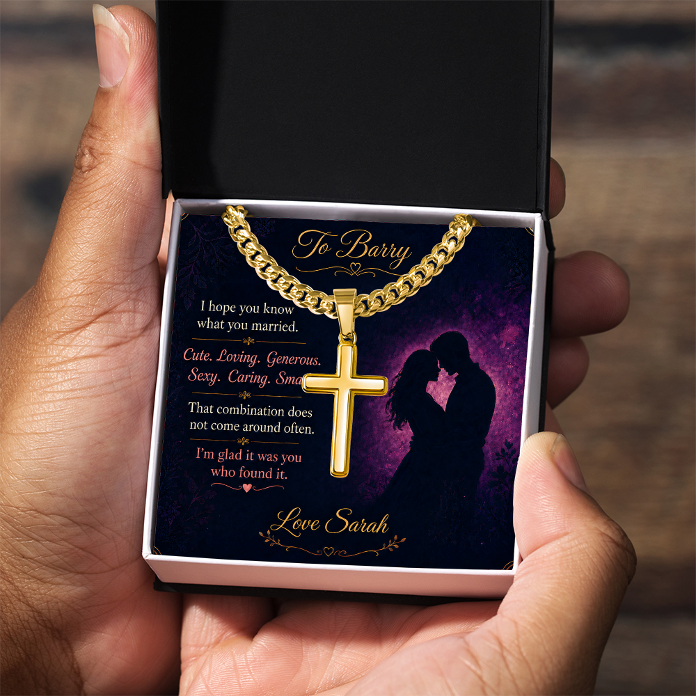 Personalized To My Husband Cross Necklace – Custom Names