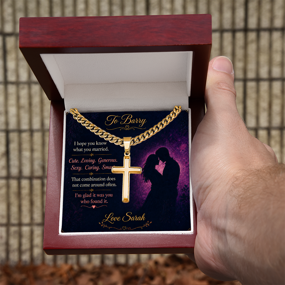 Personalized To My Husband Cross Necklace – Custom Names