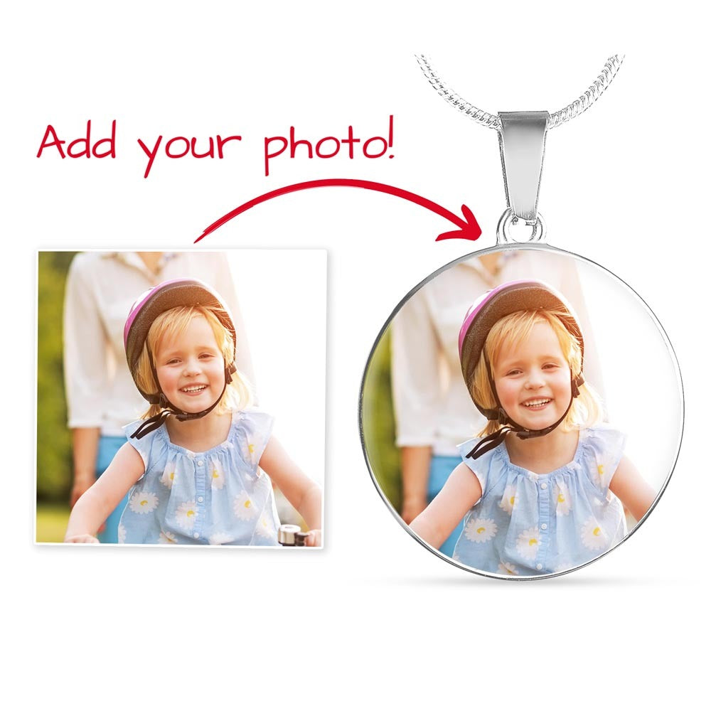 Photo Circle Necklace – Custom Picture Pendant with Optional Back Engraving