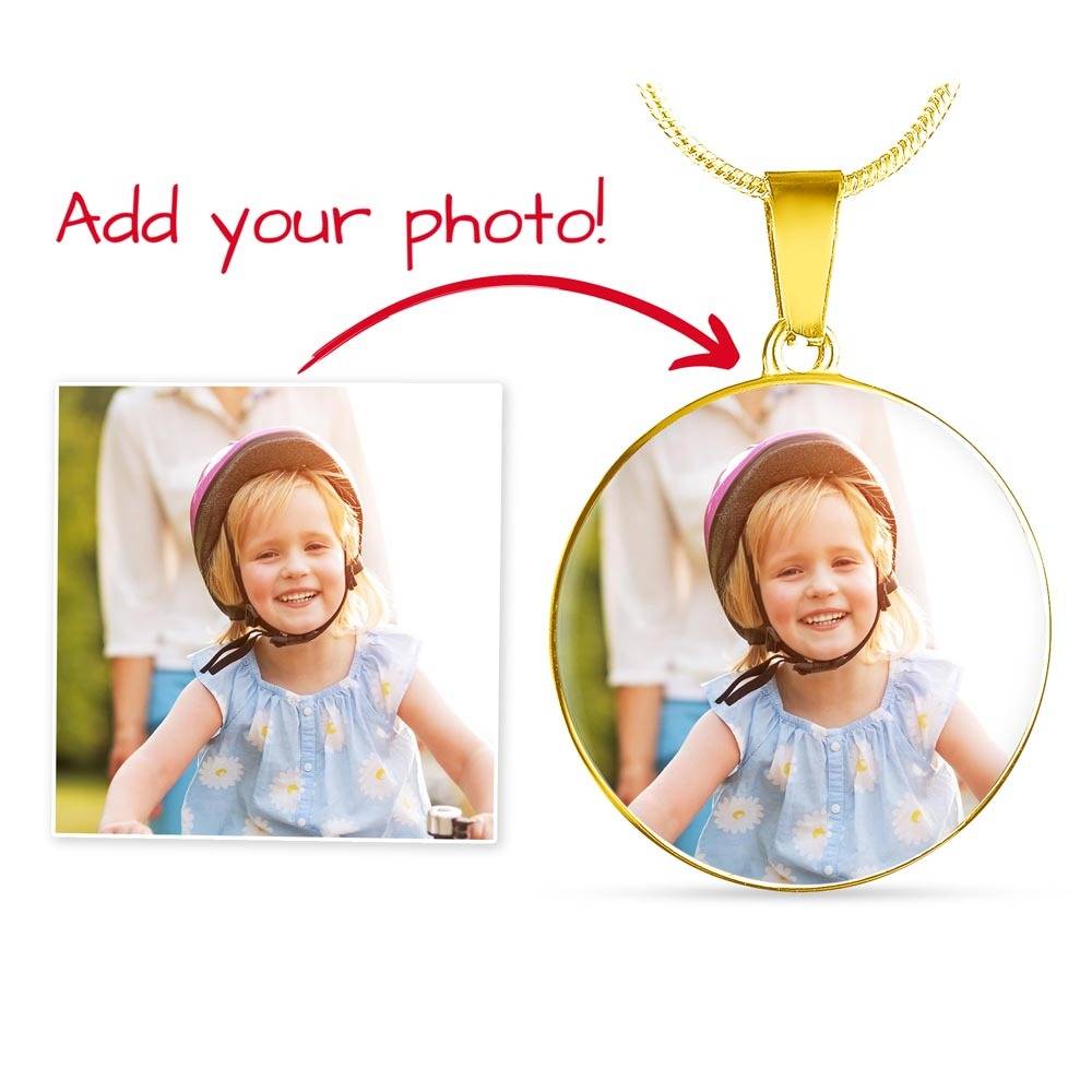 Photo Circle Necklace – Custom Picture Pendant with Optional Back Engraving