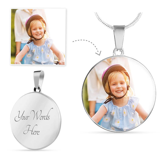 Photo Circle Necklace – Custom Picture Pendant with Optional Back Engraving