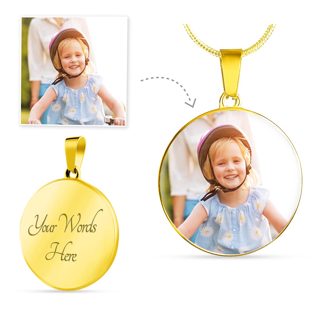 Photo Circle Necklace – Custom Picture Pendant with Optional Back Engraving