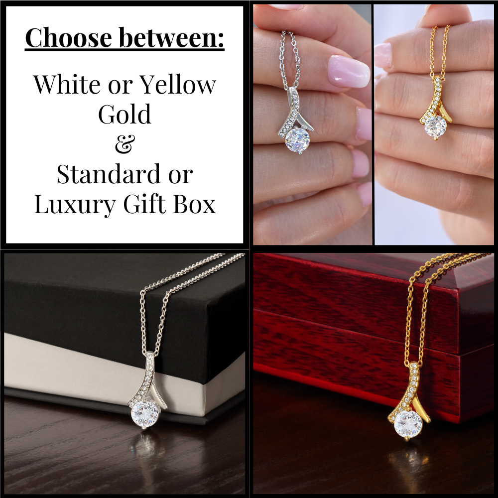 Teardrop pendant necklace in silver or gold finish, standard or luxury gift box