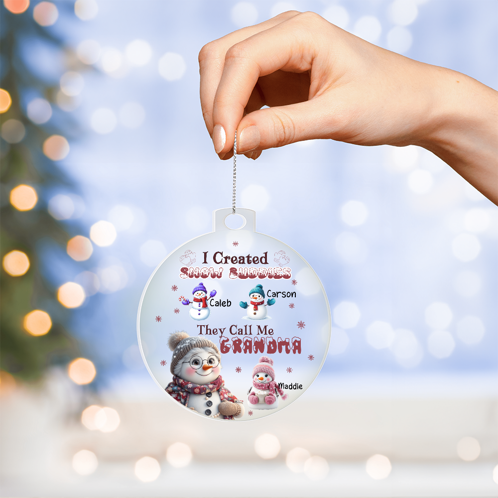 Grandma's Snow Buddies Personalized Grandkids Christmas Ornament