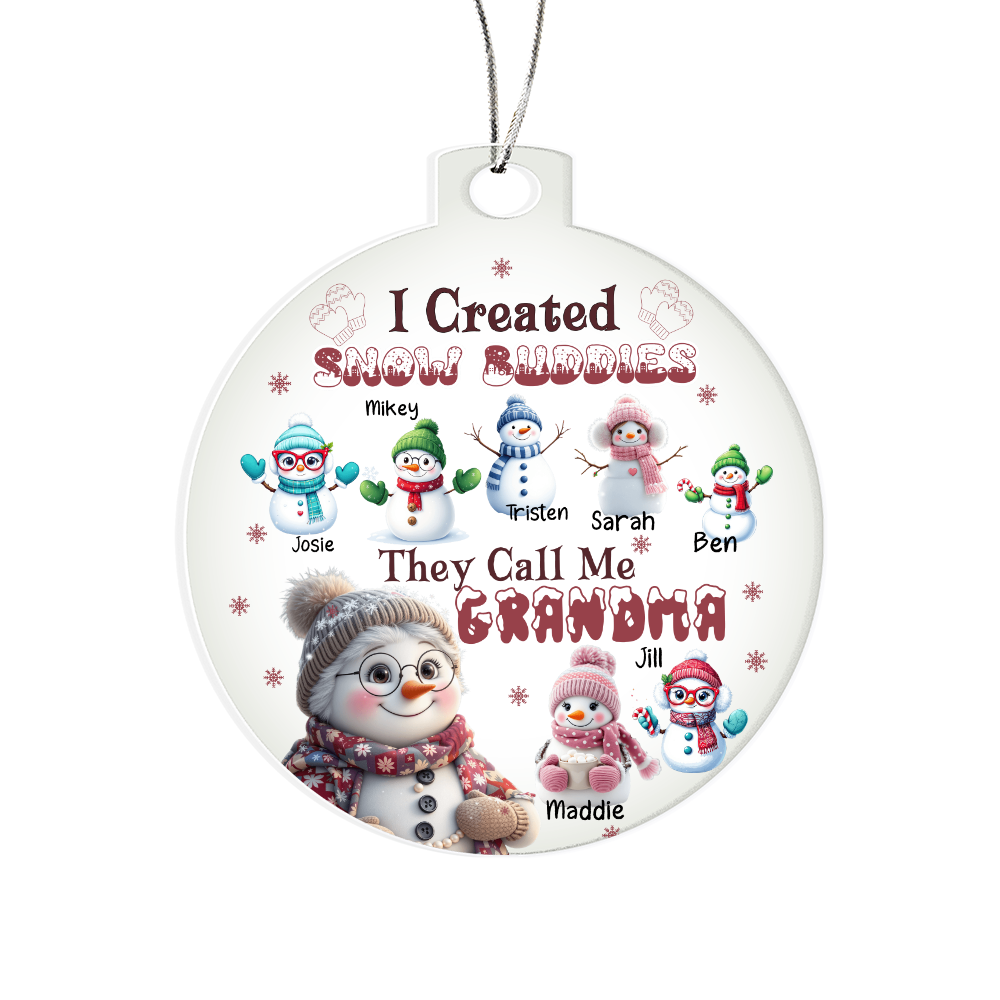 Grandma's Snow Buddies Personalized Grandkids Christmas Ornament