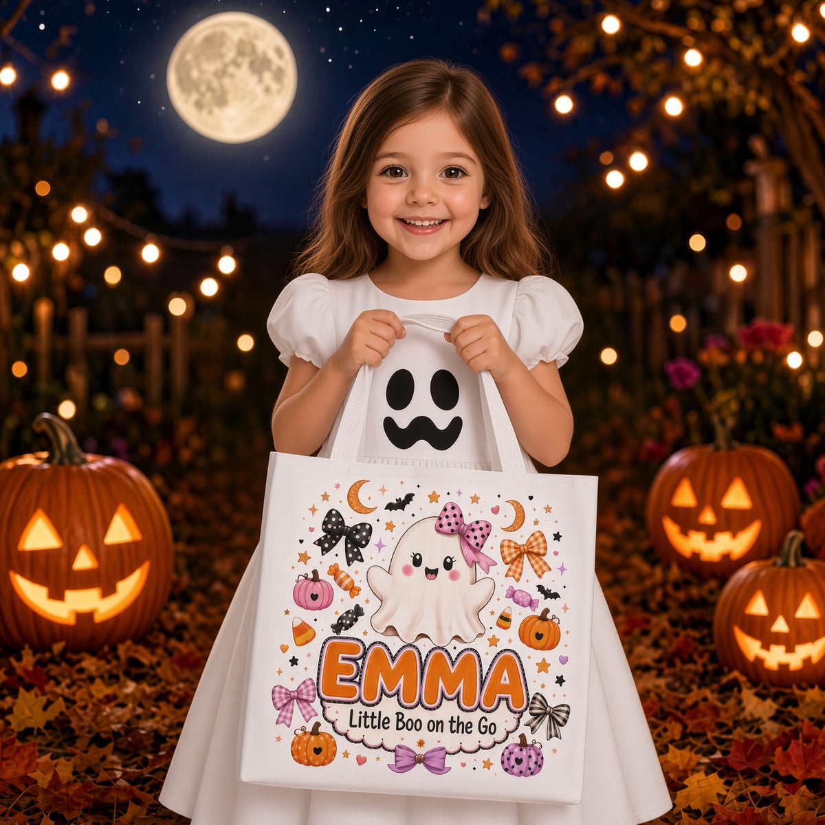 Personalized Little Boo on the Go Halloween Tote Bag