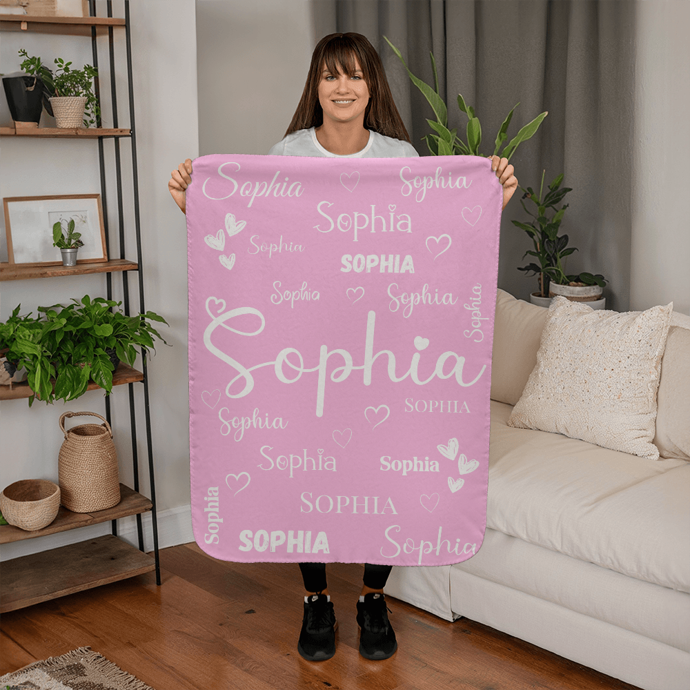 Personalized Kids Name Keepsake Blanket – 13 Color Options
